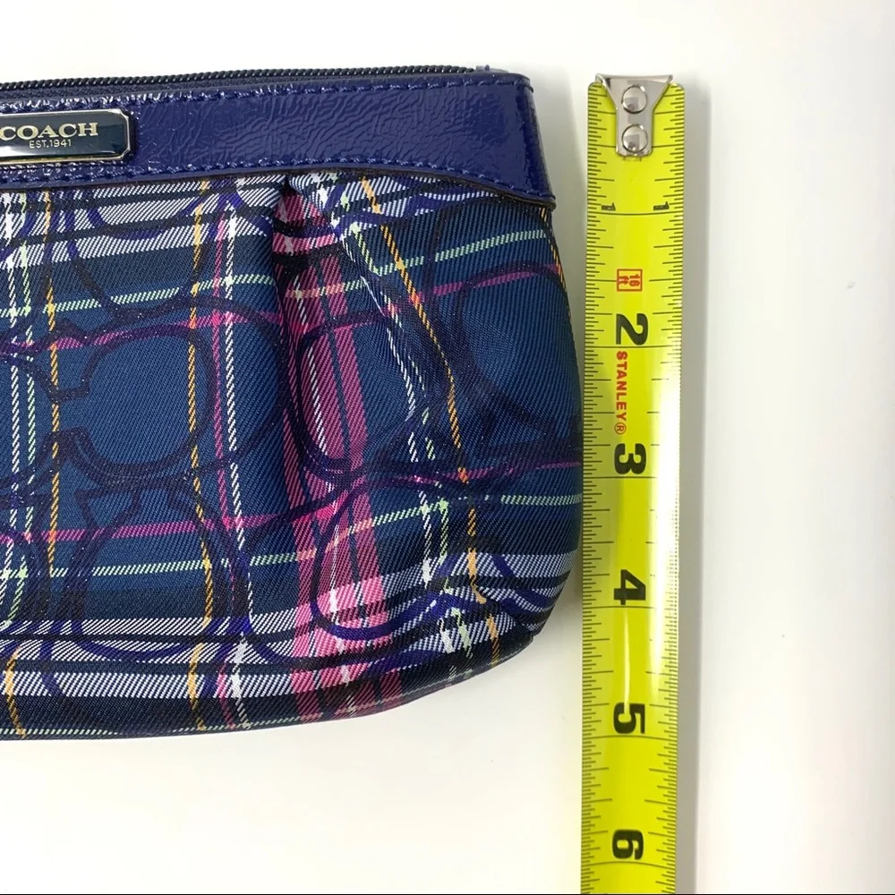 Coach Tartan Print Pleated Patent Trim Wristlet - Picture 6 of 9